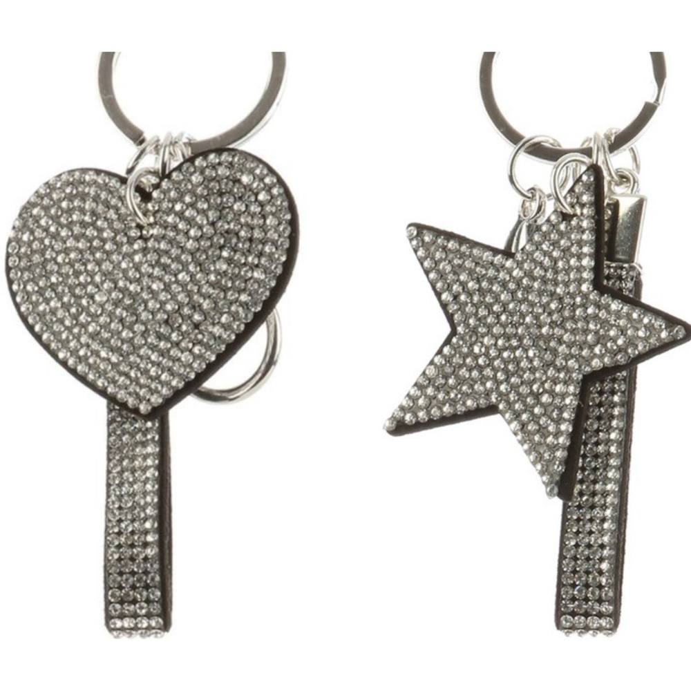 PACK OF 4 • Felt Pave Crystal Stone Key Chains